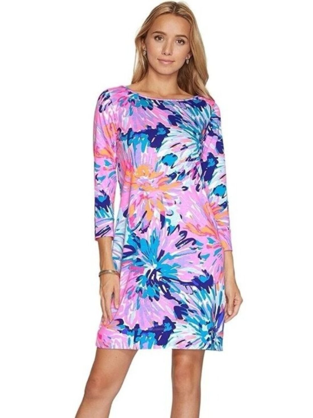 🛍 Lilly Pulitzer Marlowe Boat Neck Shift Dress Pink Floral Size XS